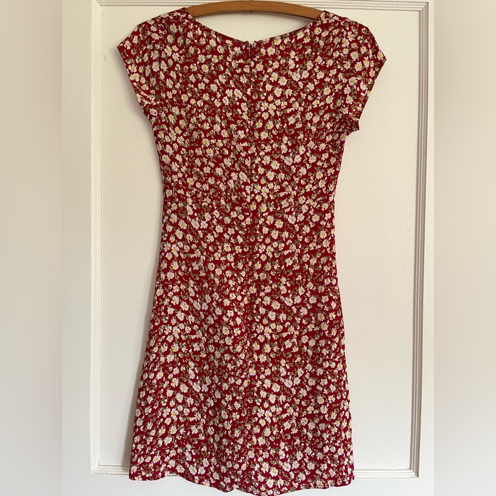 Reformation Red Flutter Sleeve Mini Dress